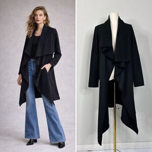 UGG Janni Fleece Wrap Long Cardigan Black S NWT Blanket Shawl Travel Cozy Lounge